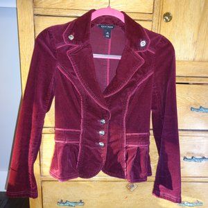 Gorgeous Burgundy Velvet Corduroy Blazer Jacket